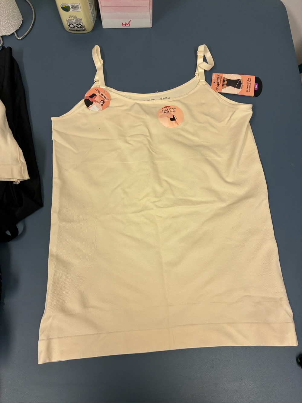 Shapermint Cream Seamless Adjustable Cami Tank